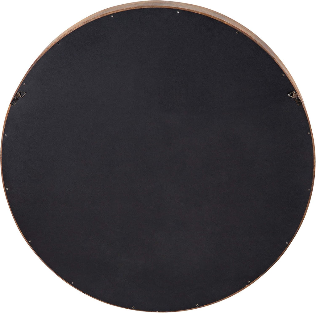 Kate and Laurel Hutton Round Mirror with Shelf, 30" Diameter, Rustic Brown K611