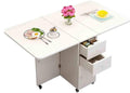 MaGiLL Drop Leaf Kitchen Table with Round Edge,Movable Folding Dining Table,Multifunctional Extendable Dining Table,Storage with Drawer,for Dining Room (A)