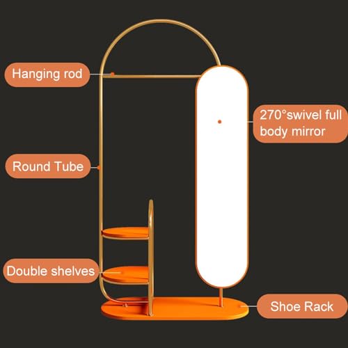 Full Length Mirror with Stand and Rotating Dressing Mirror, Gold P940