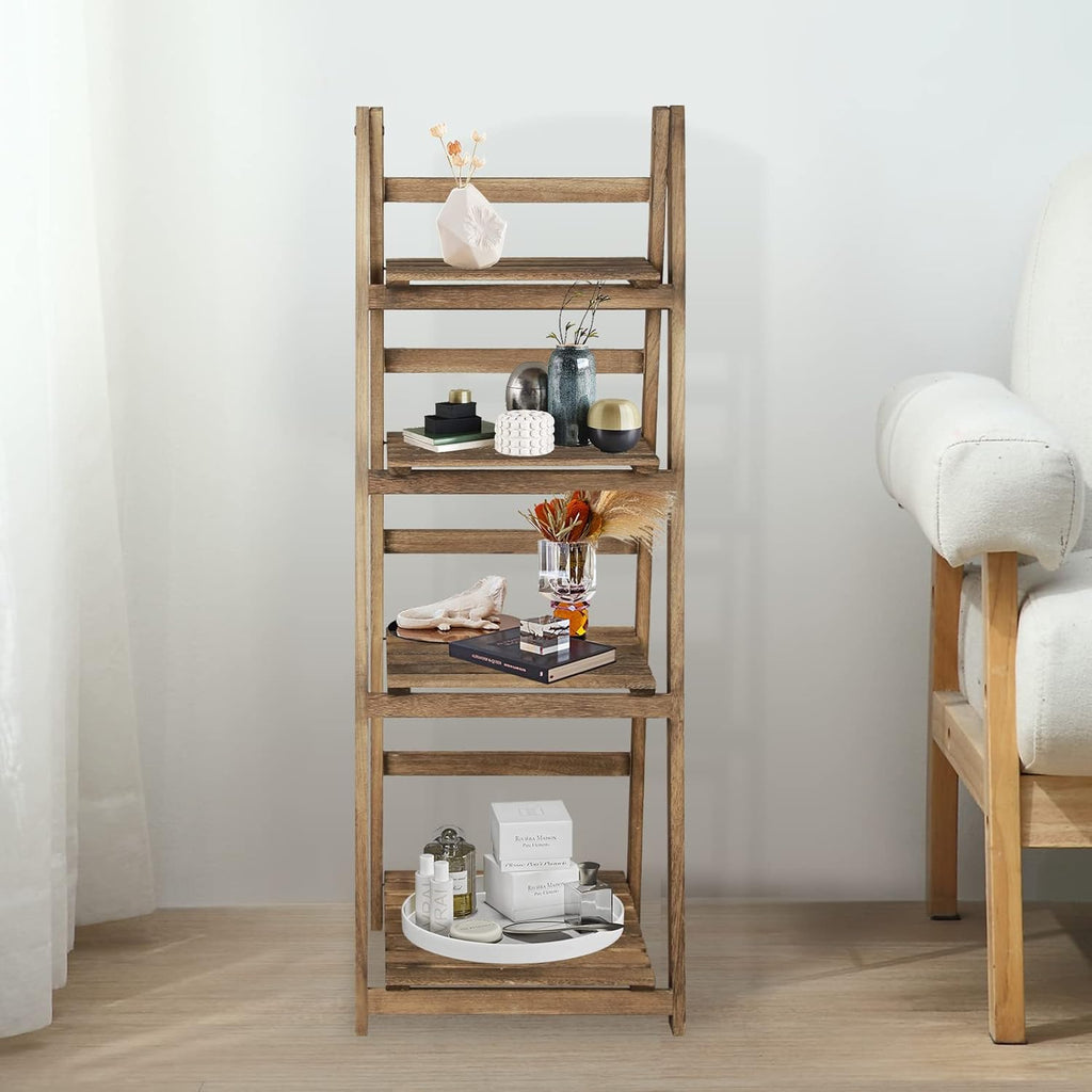 Babion 4 Tier Ladder Shelf, Industrial Bookcase, Light Brown P810354
