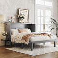 Queen Size Murphy Bed with USB Port, Wooden Queen Bed Frame with 2 Removable Desk, Foldable Cube Cabinet Queen Platform Bed, Modern Murphy Bed for Guest Room Home Office, White