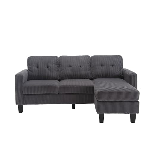 Modern Velvet L-Shaped Sofa with Reversible Chaise and Ottoman B25676