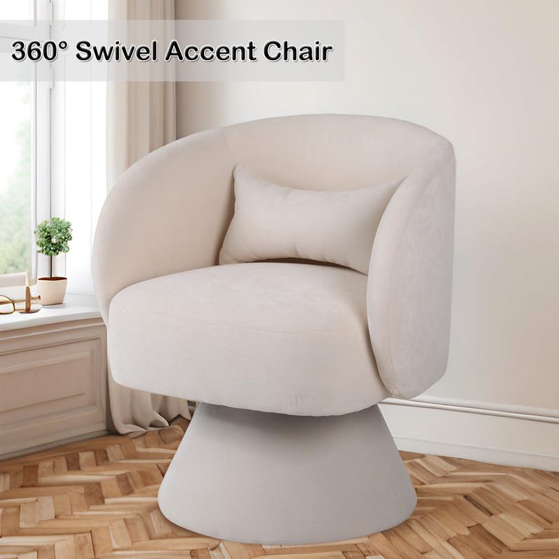 Swivel Barrel Chair, Modern Upholstered Accent Chair, Teal Linen H794393
