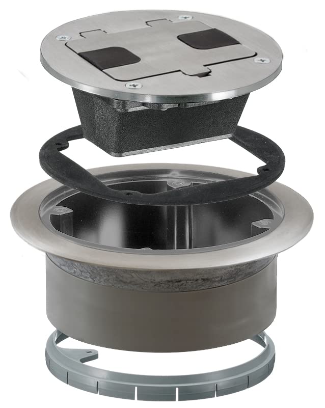 TRADESELECT RF406ALU Floor Box Cover with 15A 125V Outlet, Aluminum S5380