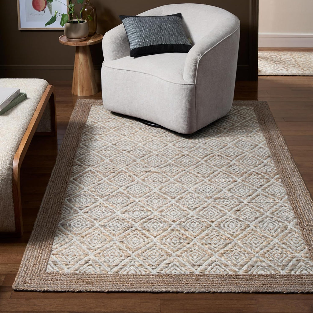 TOWN & COUNTRY TERRA Nalani Textured Diamond Hand-Knotted Jute Area Rug, Brown, 6'x9' Y381