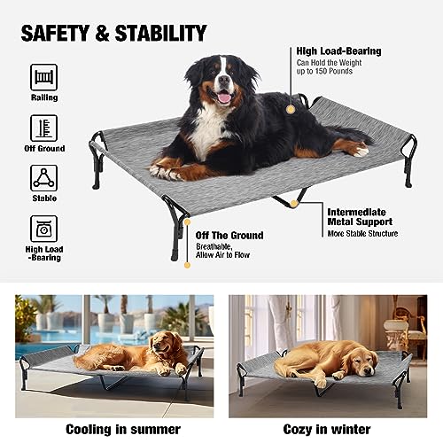 Veehoo Medium Elevated Dog Bed with Guardrail, Non-Slip, Washable, Brown T449717