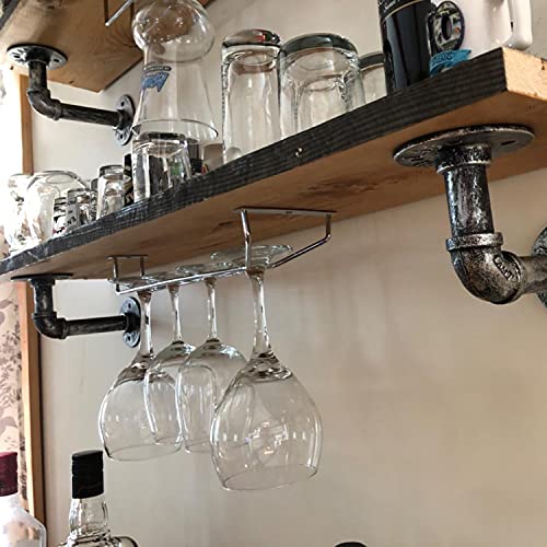 Black Wine Glass Rack Under Cabinet Stainless Steel Stemware Holder Set of 4 U2359