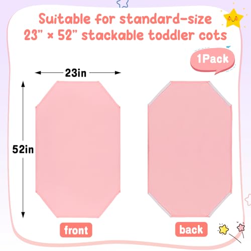 Cot Sheets for Daycare Standard Size - Soft Brushed Microfiber with Elastic Corner Strap, Pink F1059