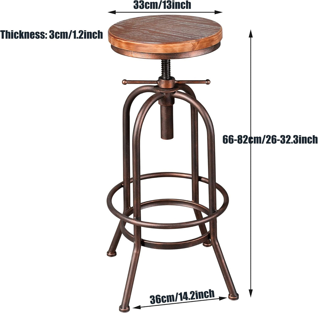 Industrial Pipe Bar Table with 4 Adjustable Vintage Bar Stools S408
