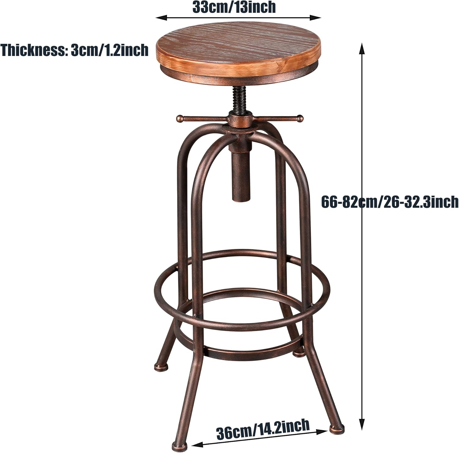 Industrial Pipe Bar Table with 4 Adjustable Vintage Bar Stools S408