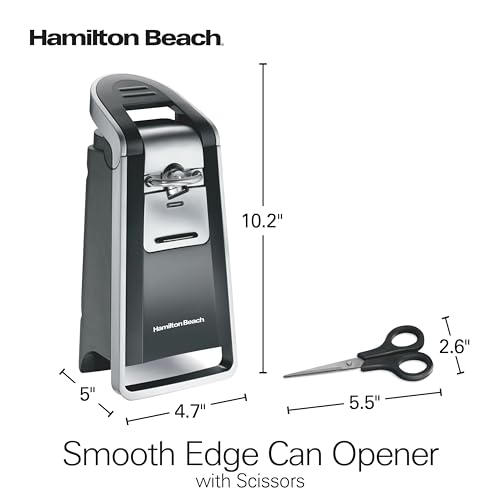 Hamilton Beach Smooth Edge Electric Automatic Can Opener with Easy Push Down Lever, Black and Chrome B202826