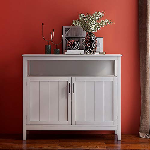 40 Inch Buffet Table with Shelves, White Y1296