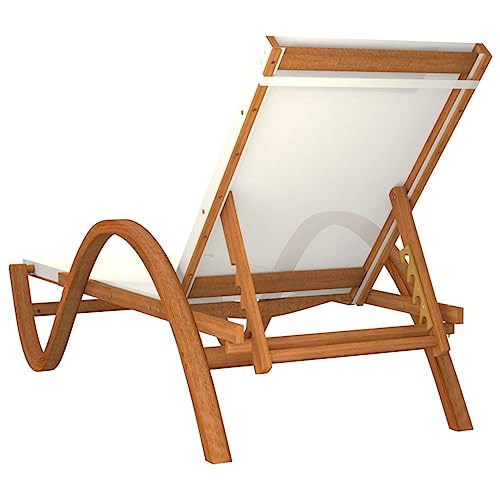 Sun Lounger with Pillow White Textilene and Solid Wood Poplar F8935