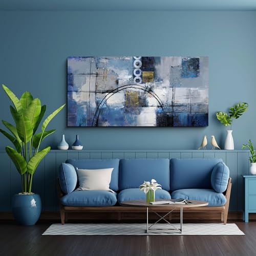 yiijeah Large Abstract Canvas Wall Art Giclee Print White Gray 30x60 B772