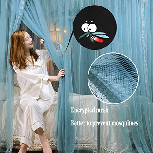 4 Corner Post Bed Canopy, Princess Room Curtain Mosquito Net, Twin Queen King (Blue 2) O59172