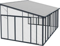 Palram - Canopia SanRemo 13x14 Enclosed Patio Cover with Screen Doors, Gray DIY Sunroom Kit Lean to Gazebo with Walls to Cover Patio Furniture, Deck, & Porch, UV Protected Polycarbonate Shelter