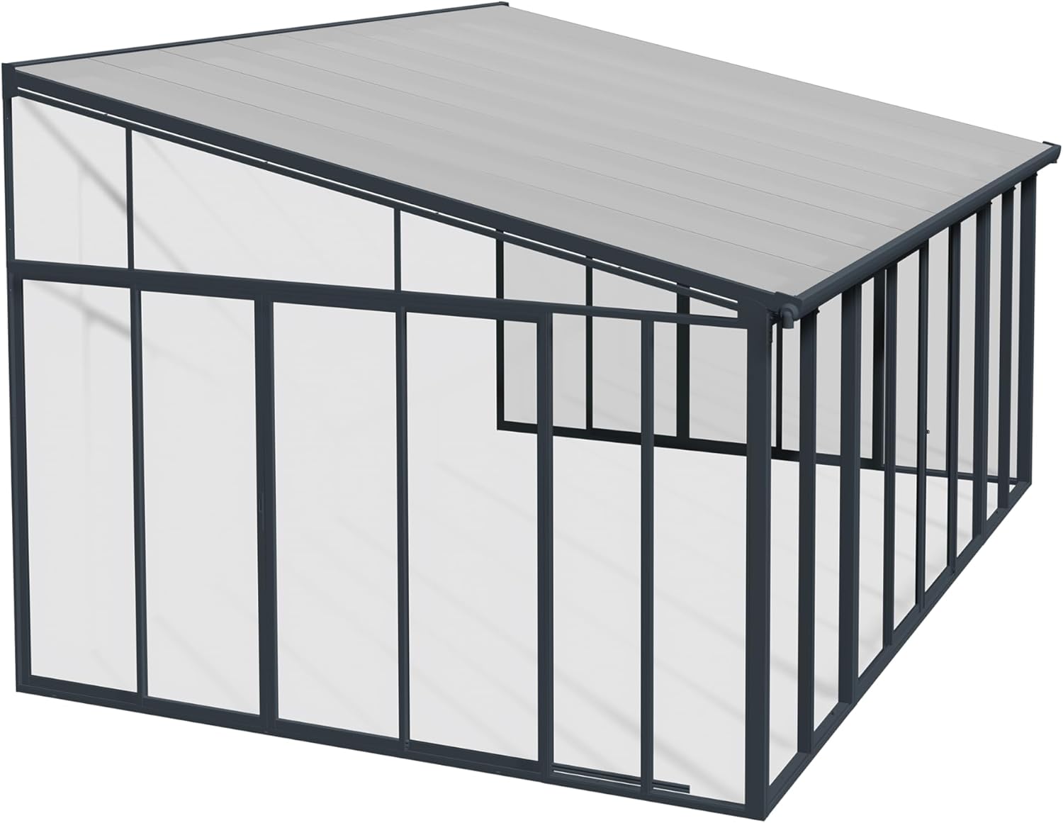 Palram - Canopia SanRemo 13x14 Enclosed Patio Cover with Screen Doors, Gray DIY Sunroom Kit Lean to Gazebo with Walls to Cover Patio Furniture, Deck, & Porch, UV Protected Polycarbonate Shelter