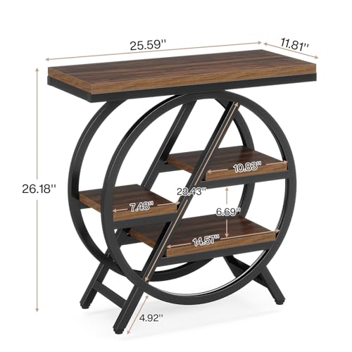 Tribesigns 3-Tier Narrow End Table with Storage, Wood and Metal Frame P9793