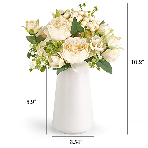 Mkono Artificial Flowers in Ceramic Vase, Silk Flower Arrangement for Home Decor D727612
