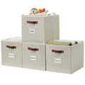 DECOMOMO Storage Bins | Cube Storage Bin with Label Holders, Fabric Storage Cubes for Organizing Shelves Closet Toy Clothes (11" / 6pcs, Texture Grey)