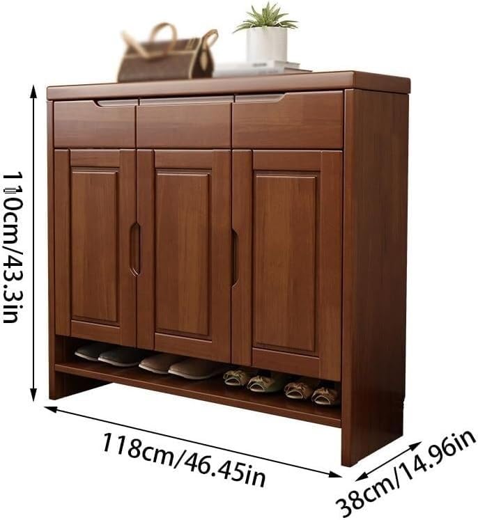 Solid Wood Shoe Storage Cabinet with 3 Drawers for Entryway V346