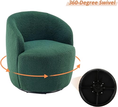 Teddy Fabric Swivel Accent Armchair Barrel Chair (Ivory White) U1925