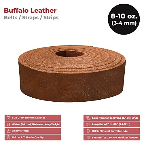 European Leather Works Buffalo Belt Blanks 8-10 oz Full Grain Leather 1.5"x60" Antique Mahogany L745