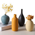 CUCUMI 4pcs Ceramic Vases Farmhouse Table Decor, Small Flower Vase Set for Coffee Table Shelf Dining Room Modern Boho Home Decor