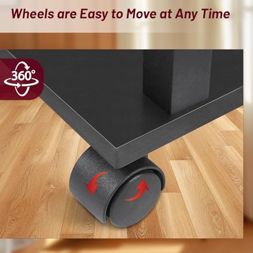 Side Table with Charging Station and Drawer, Narrow End Table with USB Ports, Black F62344