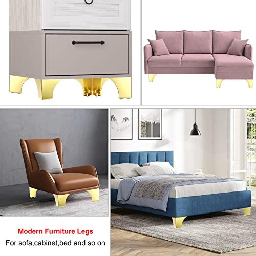 4Pcs 10CM Modern Metal Furniture Sofa Cabinet Legs with Mounting Screws, Silver L291810