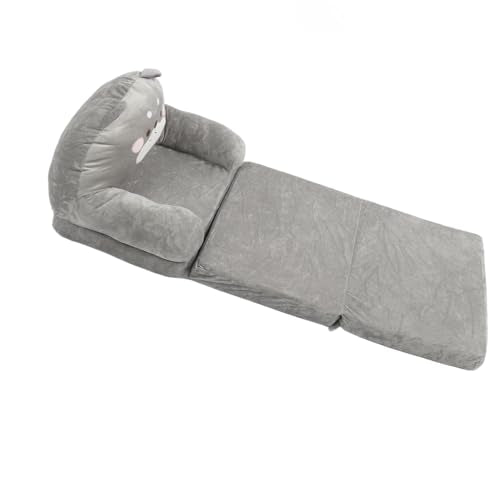 Generic Kids Fold Out Couch Soft Folding Sofa Grey N3836