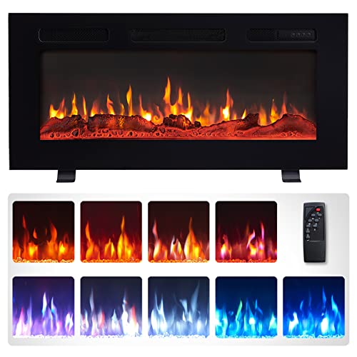 Efiretric® Grace 50" W 3 in 1 Electric Fireplace (EF451), Freestanding, Wall Mounted, Recessed, 9 Colors Flame Effect, TV Media Wall, Heater 750W/1500W, Remote Control