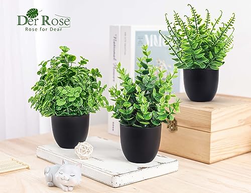 Der Rose Fake Plants 4 Packs Artificial Plants in Black Pot for Indoor Decor Q4933