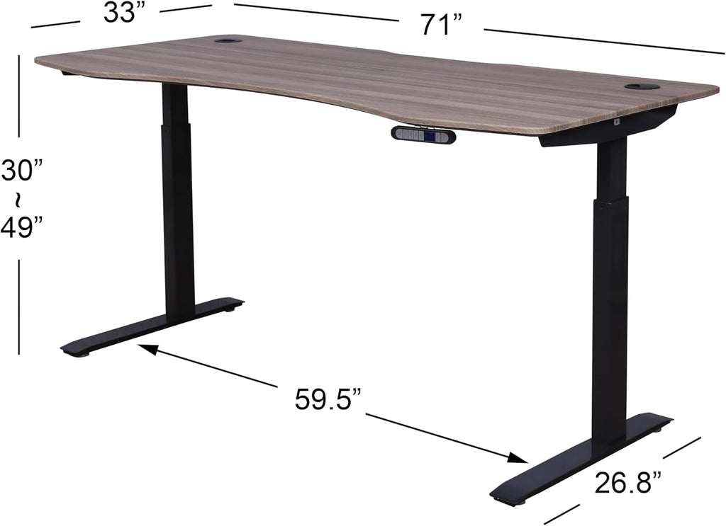 ApexDesk Elite Pro Series Electric Height Adjustable Desk, Curved Teak Top, Black Frame K383276