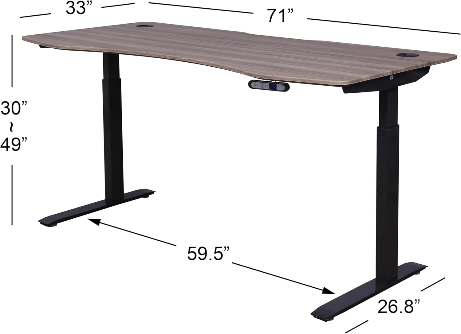 ApexDesk Elite Pro Series Electric Height Adjustable Desk, Curved Teak Top, Black Frame K383276