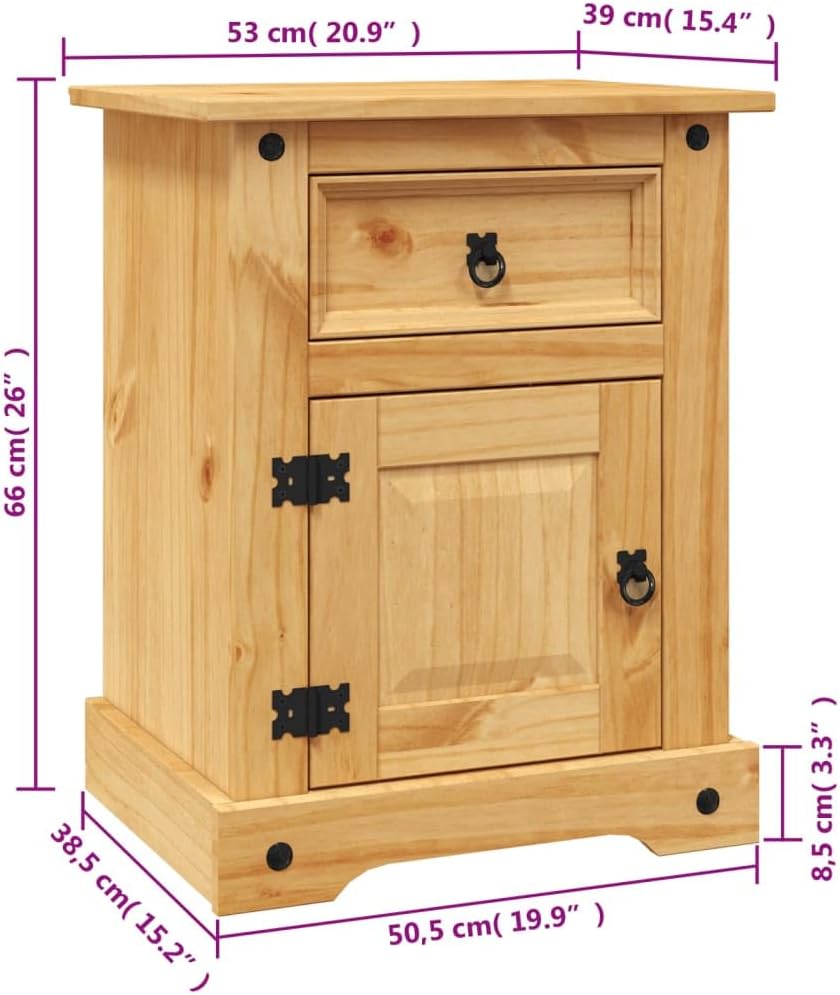 Corona Range Mexican Pine Bedside Cabinet Nightstand Q261341