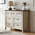 LINSY HOME Farmhouse Dresser for Bedroom, 9 Drawer Bedroom Dresser with Antique Handles, Wood Chest of Drawers for Nursery, Living Room, Entryway and Hallway, Black