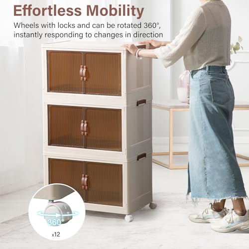 danpinera Storage Bins with Lids 65QT Stackable with Wheels, 3 Pack Y8681