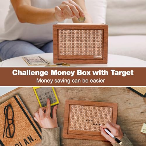Cash Vault Wooden Savings Box with Money Target and Numbers Z10961