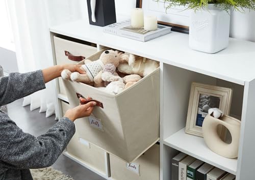 DECOMOMO Fabric Storage Cubes with Label Holders, 6 Pack, Grey W292208