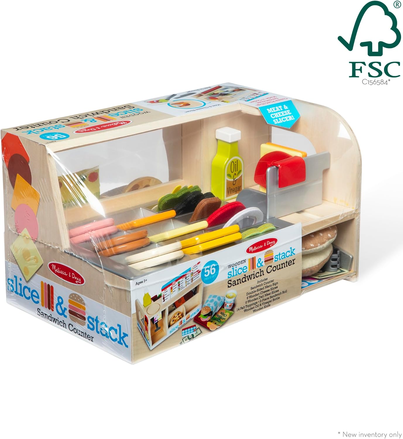 Melissa & Doug Wooden Slice & Stack Sandwich Counter with Deli Slicer M8390