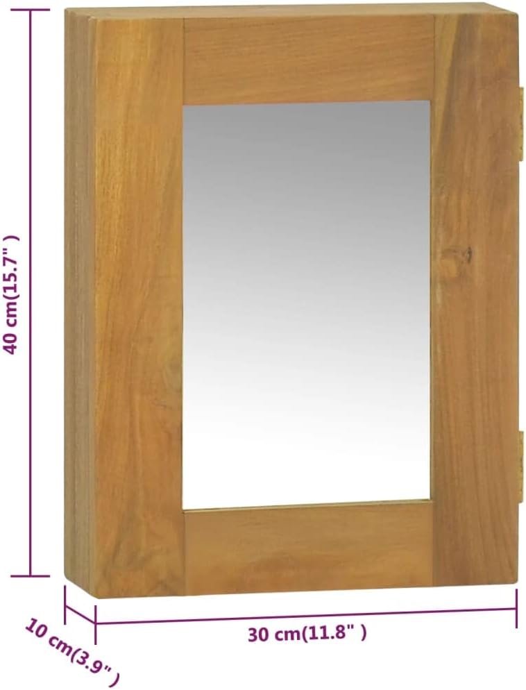 SecondBoy Natural Wood Grain Teak Wall Cabinet with Mirror Door N24854
