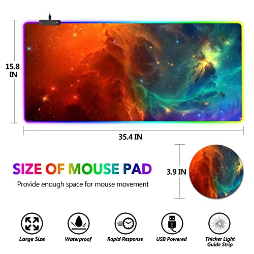 AIMSA RGB Gaming Mouse Pad Large, Extended Desk Mat, Non-Slip Waterproof E140
