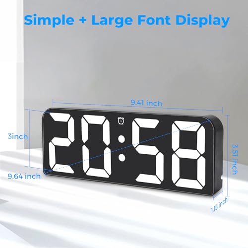 SZELAM Digital Wall Clock 9.6" LED Alarm Clock with Remote Control, Red P288621