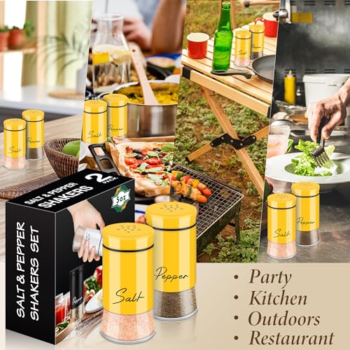 Gold Salt and Pepper Shakers Set, 5 oz Modern Farmhouse Kitchen Decor D859