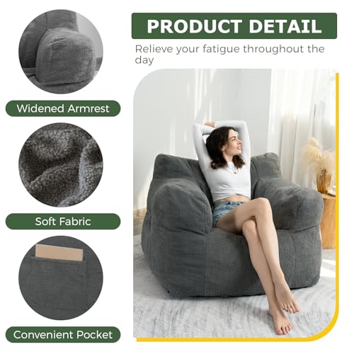 HIGOGOGO Giant Bean Bag Chair for Adults with Pocket Armrests T15660