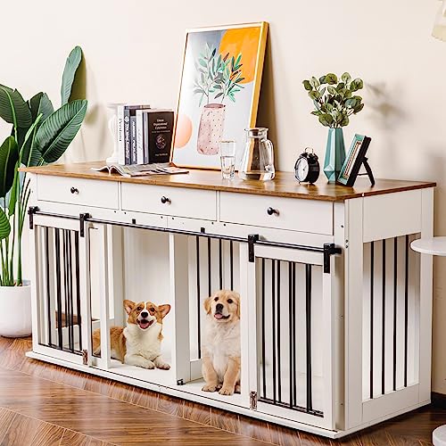 Scurrty Wooden Dog House Pet Furniture for Small Medium Dogs Indoor Use Grey-M O39762