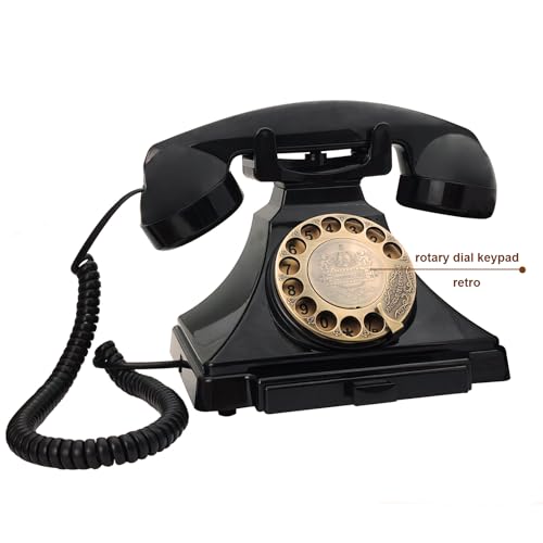 Retro Landline Telephone, Corded Antique Rotary Dial Phone for Home D804