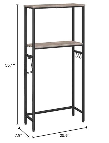 HOOBRO Over The Toilet Storage, 2-Tier Bathroom Organizer Shelf with Toilet Paper Holder, Greige and Black F6736