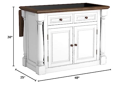 Homestyles Monarch Kitchen Island Set with 2 Stools, Off-White L666890